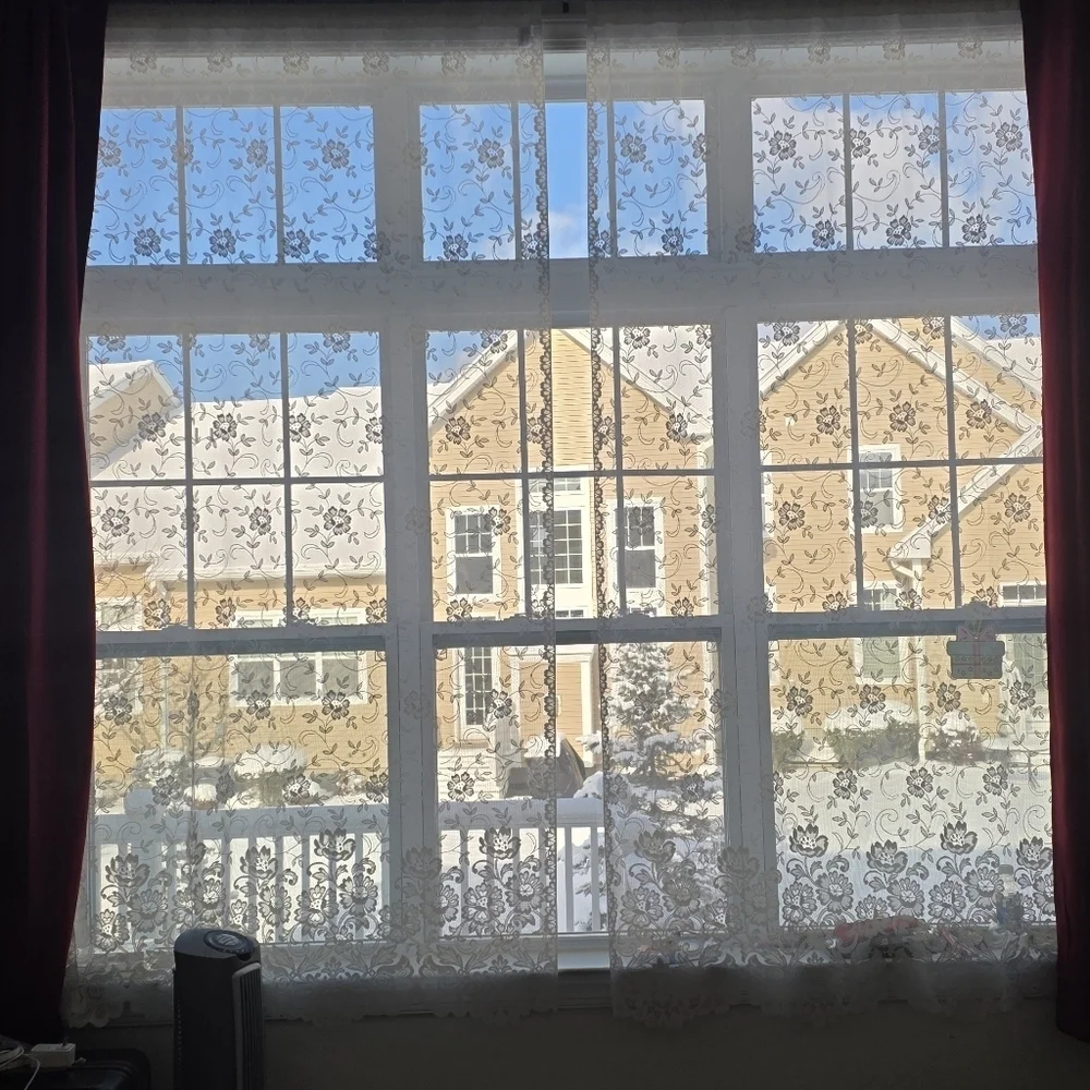 Floral Lace Sheer Window Curtain Panel – White/Ivory | Romantic Cottage Style